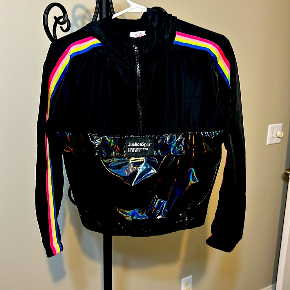 NWOT Justice Sport Hooded Rain Jacket